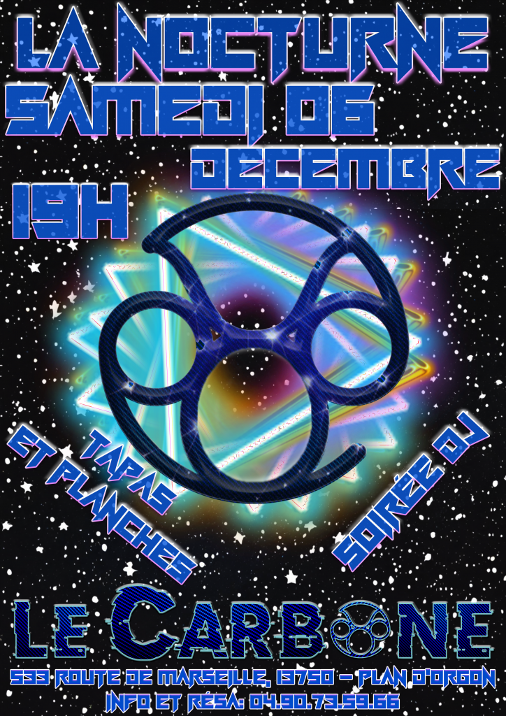 Soirée Nocturne le 6 décembre, le 13 décembre et le 20 décembre, à partir de 19h. Tapas et planches pour la soirée. Soirée Dj
